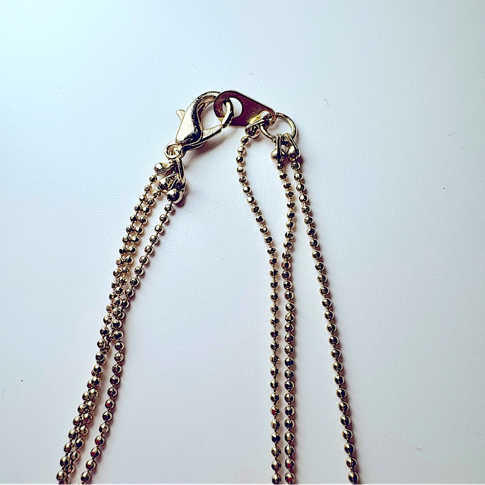 Set Of 2 New Multi Chain Necklaces; Gold W Clear Beads & Gold W Sapphire Gems - Picture 10 of 11